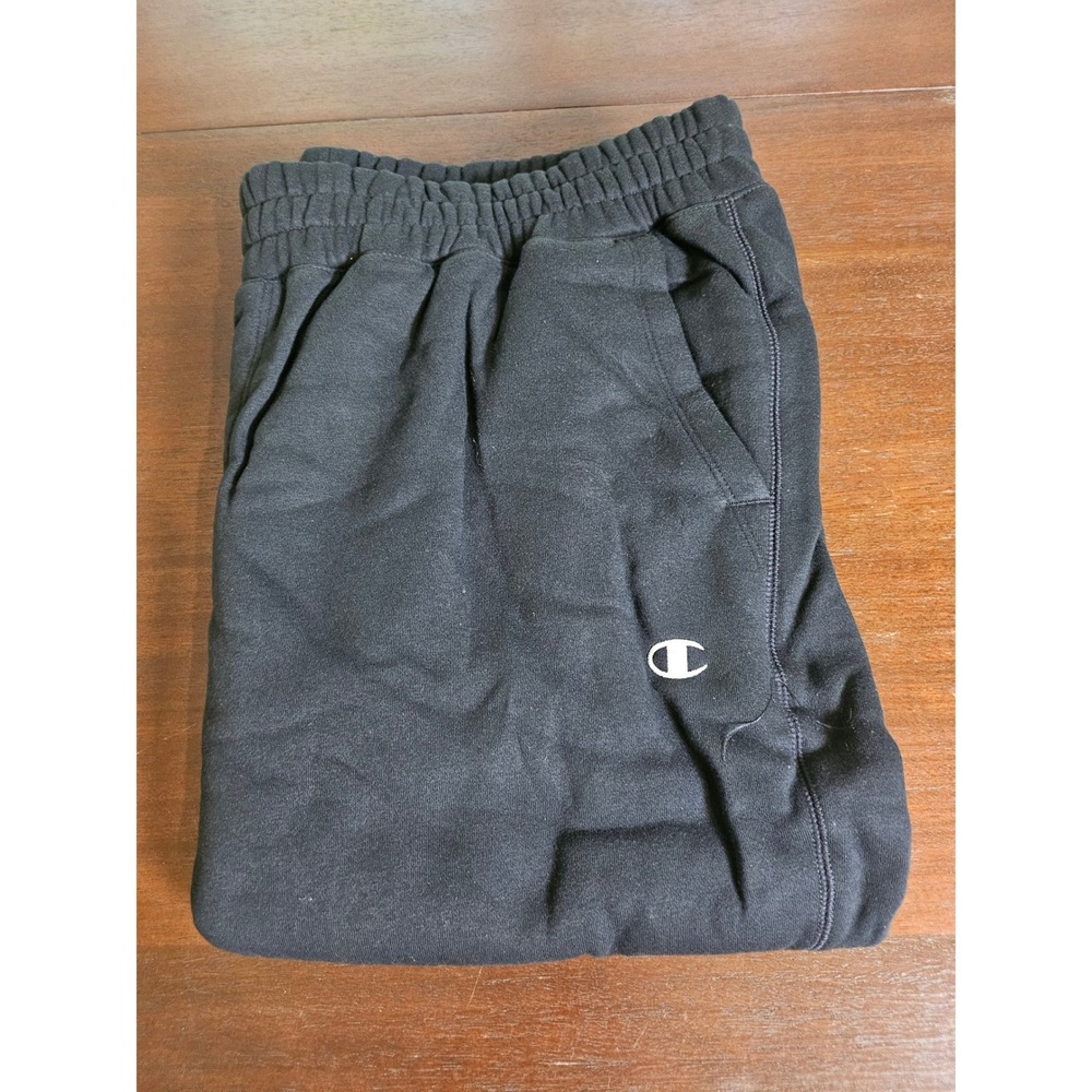 Champion Joggers Mens 3XL Black Drawstring Fleece Sweatpants Embroidered Logo